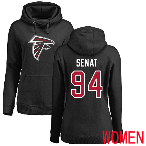 Atlanta Falcons Black Women Deadrin Senat Name And Number Logo NFL Football 94 Pullover Hoodie Sweatshirts